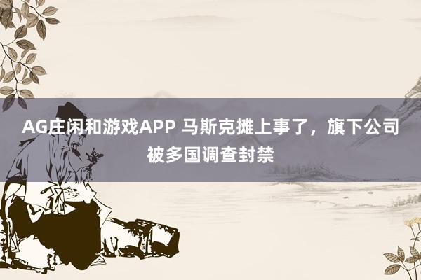 AG庄闲和游戏APP 马斯克摊上事了，旗下公司被多国调查封禁