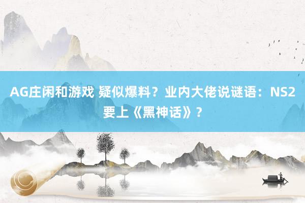 AG庄闲和游戏 疑似爆料？业内大佬说谜语：NS2要上《黑神话》？
